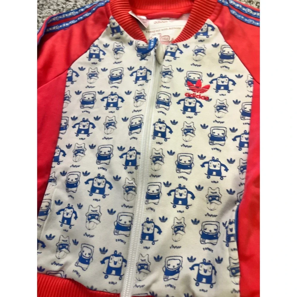 Adidas Adikids Red Monster Robot Graphic Tracksuit Jacket Pants Set Kids